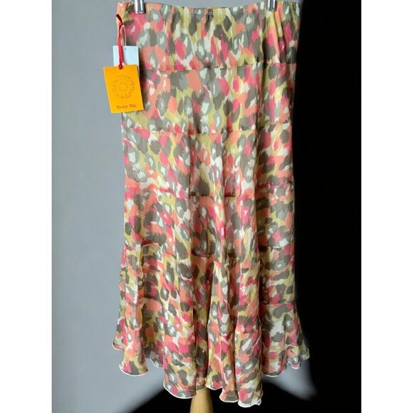 Chic Boho Womens Petite Multicolor Floral Lined A Line Skirt Ruby Rd NEW 10P - Picture 6 of 7